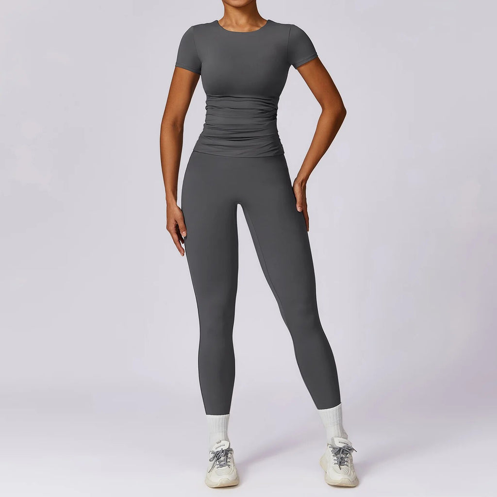 Cm.yaya Activewear Lucky Label Embroidery Ribbed Women's Set